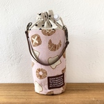【夏SALE】パン🥐がいっぱい＊保冷ペットボトルホルダー  ペットボトルカバー ペットボトルケース ピンク