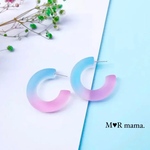 【 再販 】夏 ✵ ピンク×ブルー 韓国っぽ ✳︎ マット フープ ピアス