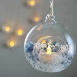 吊り下げる灯りと花 ハンギングキャンドル Blue