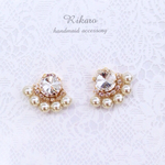 シャンパンゴールドパールビジューピアス    イヤリング