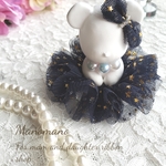 《アロマストーン》星くずチュールスカートくまちゃん/navy/