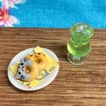 どうぶつドーナツと飲みものセット　アメショ、トラねこさん　メロンソーダ　ミニチュアフード