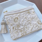 【再販】インド刺繍のファスナーポーチ