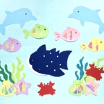【夏の壁面飾り】海の仲間たち　ジンベイザメ　ヒトデ　サカナ　パステルカラー