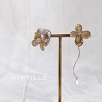 紫陽花 アシンメトリー シンプル ゴールド ピアス/イヤリング