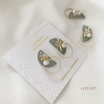 【SALE 10%off】half round × freshwaterpear ring（green）