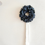 送料込み:hanairo/artificialデニム紫陽花リース|アーティフィシャル|リボン付き|ネイビー&ブラック