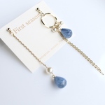 ブルー　紫陽花drop アシンメトリー　チェーン　ピアス・イヤリング 