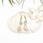 16KGp　ハワイ　ラウハラ　ピアス（シェル／イヤリング・金属アレルギー対応可）　夏アクセサリー