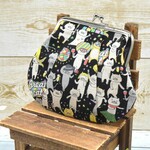 がま口 パーティーネコ / 猫柄 フィーバー猫 財布 コインケース 小銭入れ 飴ちゃん入れ モノトーン ガマ口 シンプル 黒