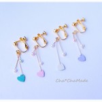 ハート♡とパールのゆらゆらカラフル　イヤリング or　ピアス