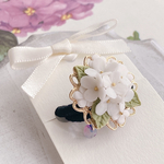 【ホワイトアナベル】紫陽花(あじさい)と揺れる雨雫のヘアゴム