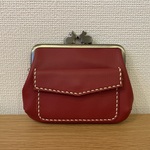 【送料無料】ぱかっと開くとお部屋が3つの親子がまぐち♪外ポッケが付いたうさぎ口金の四角い本革ミニ財布