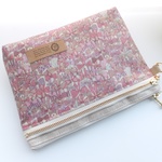 【試作品・訳あり】LIBERTY　リバティ　Jenny's Ribbons/ ジェニーズリボンズ 　7P　Ｗファスナー・中布・内ポケットマチ付きビニコポーチ　Size：19×12.5×3cm　
