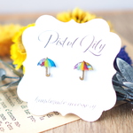 No.45610 傘 カラフル 小ぶり シンプル 樹脂ピアス 金属アレルギー対応 made by PISTOL LILY