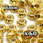 【A628】 送料無料 [約70個] ロンデルビーズ(15) ソロバン型 【GD】 6mm