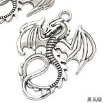 大翼のドラゴンのチャーム 銀古美 6個【ドラゴン素材】