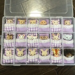 93 【再販】シルバニア　赤ちゃん　ベッド　布団　ケース　収納　紫無地＆ギンガム