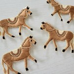 〖左向き〗インドビーズワッペン  <商品No.10 お馬ブラウン>