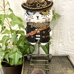 doolフェイクレザー猫ブローチ スチパン帽子