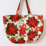 大きめサイズのポインセチア柄エコバッグ・トートバック