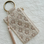 再販2)カラビナ付刺繍リボンポーチ