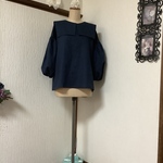 ハーフリネン　つけ襟ブラウス💕