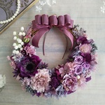 Jolie botanique＜Luxury purple＞＊ハーフリース＊スズラン＊初夏＊リース＊プリザーブドフラワー＊お花＊ギフト＊結婚祝い＊新築祝い＊両親贈呈品