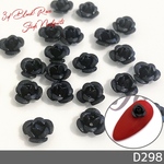 ネイル パーツ 3D 薔薇 花 スタッズ 黒 ブラック 15個 (D298)