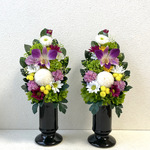 プリザーブドフラワーの仏花☆高さ28cmプリザピンク紫ピンク白黄色仏花小菊デンファレお供えお悔みに