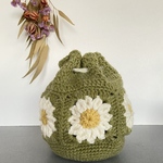 グラニースクエア　巾着　バッグ　デイジー　モチーフ