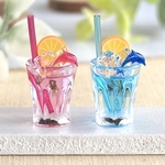 254 ＊イルカのブルー＆ももいろソーダ＊　2個セット　ミニチュア　ドリンク　シルバニアファミリー　ドールハウス　海　夏