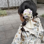 まんまるぶーけM 2022color green purpleドライフラワー七五三髪飾り　ヘアクリップ　七五三　結婚式　リングガール　フラワーガール　浴衣　夏祭り　ドレス　発表会　入園式　髪飾り