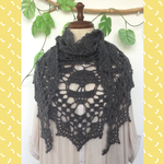 大きなスカルのショール☆アクリル＋モヘア☆グレー