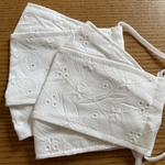 再販11オススメ♪夏用総刺繍レースと綿麻コットン de シンプル大人用3Dマスク大臣マスク2点セット大きめ