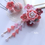 髪飾り　小花　サーモンピンク