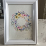 (SOLD)水彩画　原画『ミニ向日葵のリース』