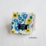   ♡ Flower Flag♪  大きめリバーシブル４重ガーゼハンカチ 23cm  あお ♡