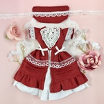 D-131【送料無料】【ドール服】ワンピース　ドレス　服　赤白