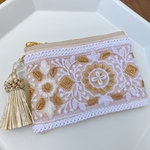 インド刺繍のファスナーポーチ