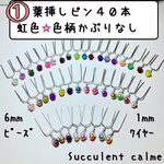 ①虹色カラフルセット☆葉挿しピン４０本
