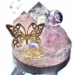 ✨蝶が舞う森✨浄化のオブジェ✨オルゴナイト✨ローズクォーツ　アメジスト　水晶