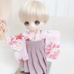 ピンク花和柄袴風セットアップ【ねんどろいど/オビツ11】