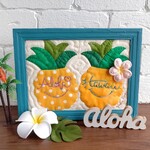 【ご予約専用ページ】🍍ejuka & ejuka linoコラボ商品🍍ハワイアンキルト《 Smile Pineapple🍍& Plumeria》Btype  A5フレーム入り      