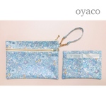 1セットのみ♫カード×6ケースセット♥輸入ベッツィ メタリックターコイズ♡持ち手つきダブルファスナーのポーチ