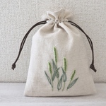 𖤣𖥧𖥣｡植物刺繍｡𖥣𖥧𖤣 エノコログサの巾着