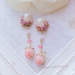 【71】可愛い pink いちごみるく 縦長♡ピアス＊イヤリング