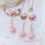 【70】可愛い pink いちごみるく 縦長♡ピアス＊ネックレス