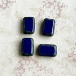 【12x8㍉ 8個】長方形チェコビーズ＊sapphire blue & piccaso＊レクタングル＊オパールグレー