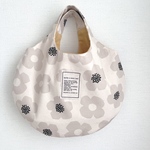 ぺったんこまるbag  モダンフラワー　グレー✖️マスタードイエロー